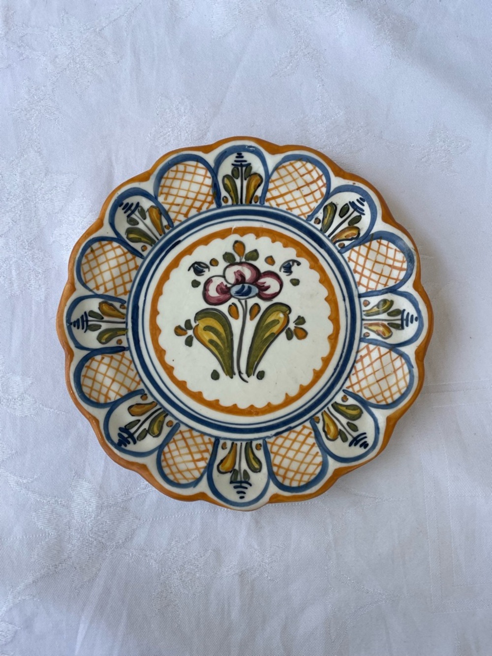 Talavera Mexican Art Pottery Decorative Plate Handpainted Scalloped 9” Signed